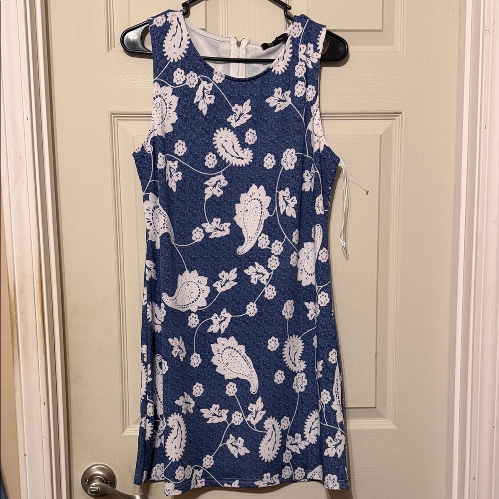 Papillon Blanc Blue and White Paisley Shift Dress